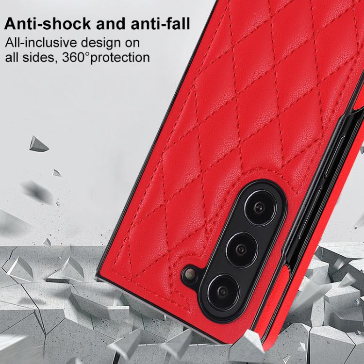 For Samsung Galaxy Z Fold7 5G Rhombic Fold Leather Phone Case