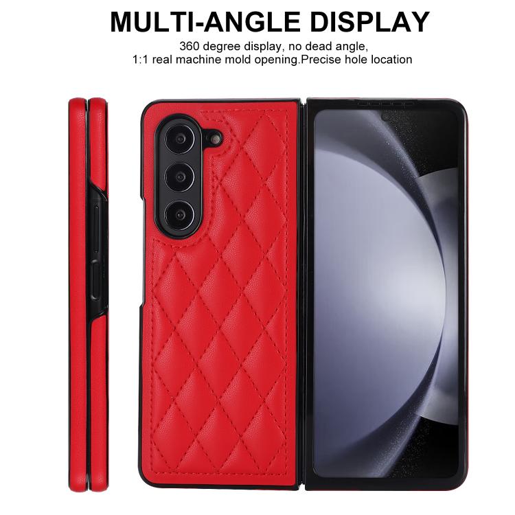 For Samsung Galaxy Z Fold7 5G Rhombic Fold Leather Phone Case