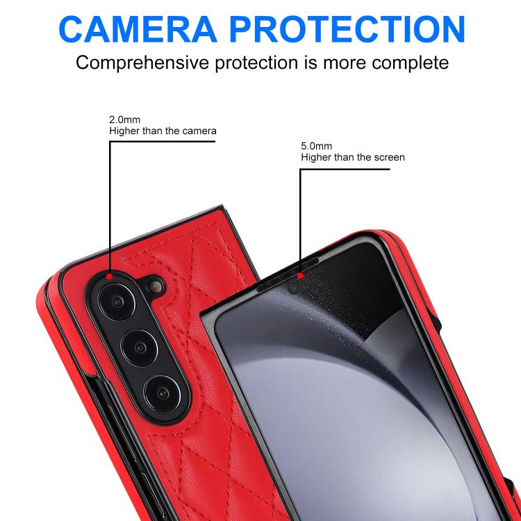 For Samsung Galaxy Z Fold7 5G Rhombic Fold Leather Phone Case
