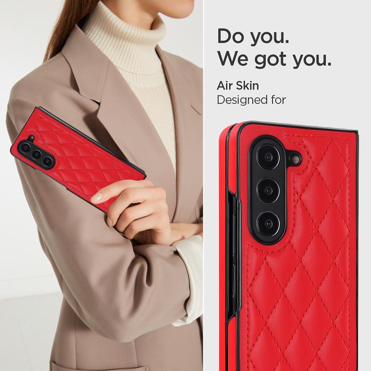 For Samsung Galaxy Z Fold7 5G Rhombic Fold Leather Phone Case