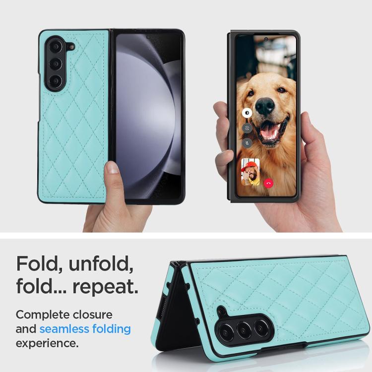 For Samsung Galaxy Z Fold7 5G Rhombic Fold Leather Phone Case