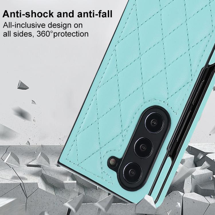 For Samsung Galaxy Z Fold7 5G Rhombic Fold Leather Phone Case