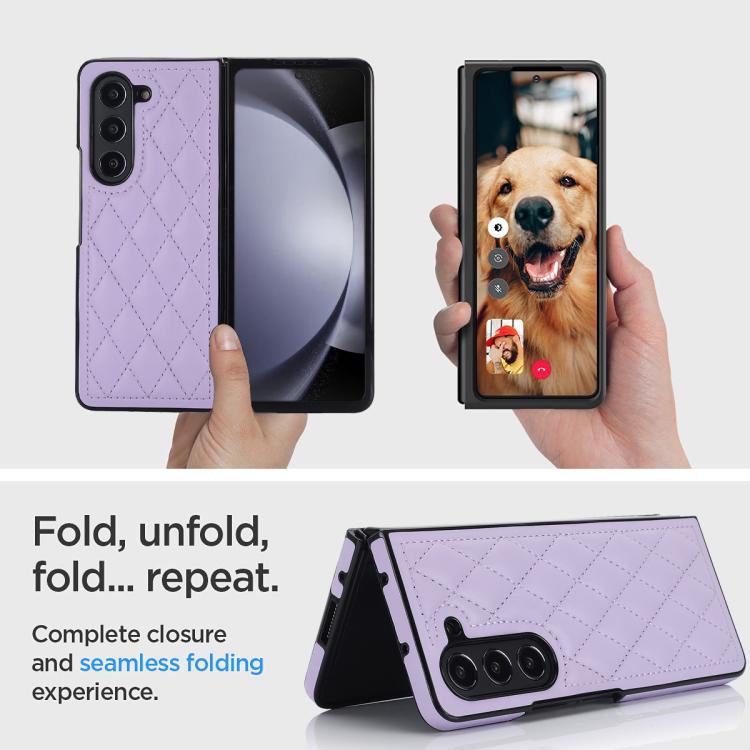 For Samsung Galaxy Z Fold7 5G Rhombic Fold Leather Phone Case