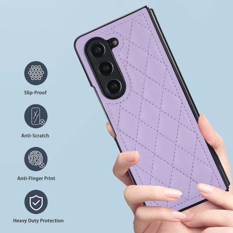 For Samsung Galaxy Z Fold7 5G Rhombic Fold Leather Phone Case