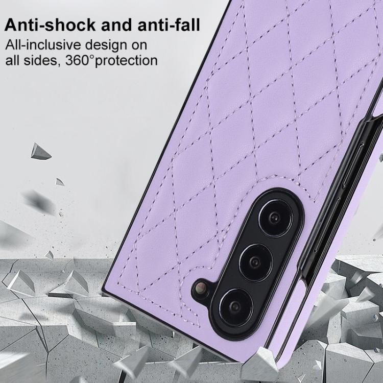 For Samsung Galaxy Z Fold7 5G Rhombic Fold Leather Phone Case