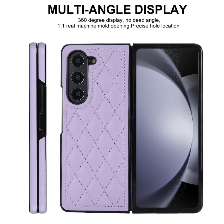 For Samsung Galaxy Z Fold7 5G Rhombic Fold Leather Phone Case