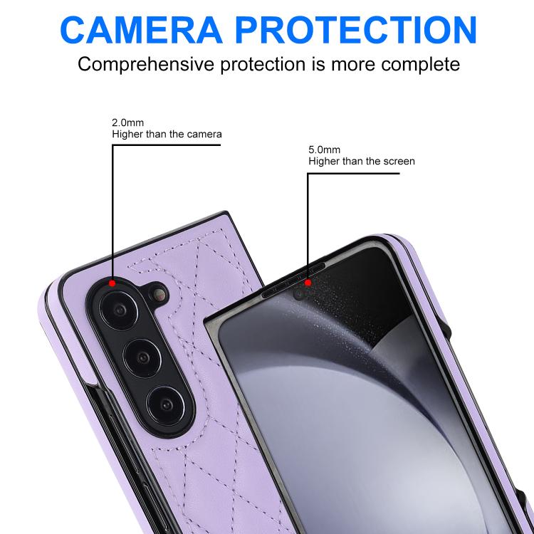 For Samsung Galaxy Z Fold7 5G Rhombic Fold Leather Phone Case