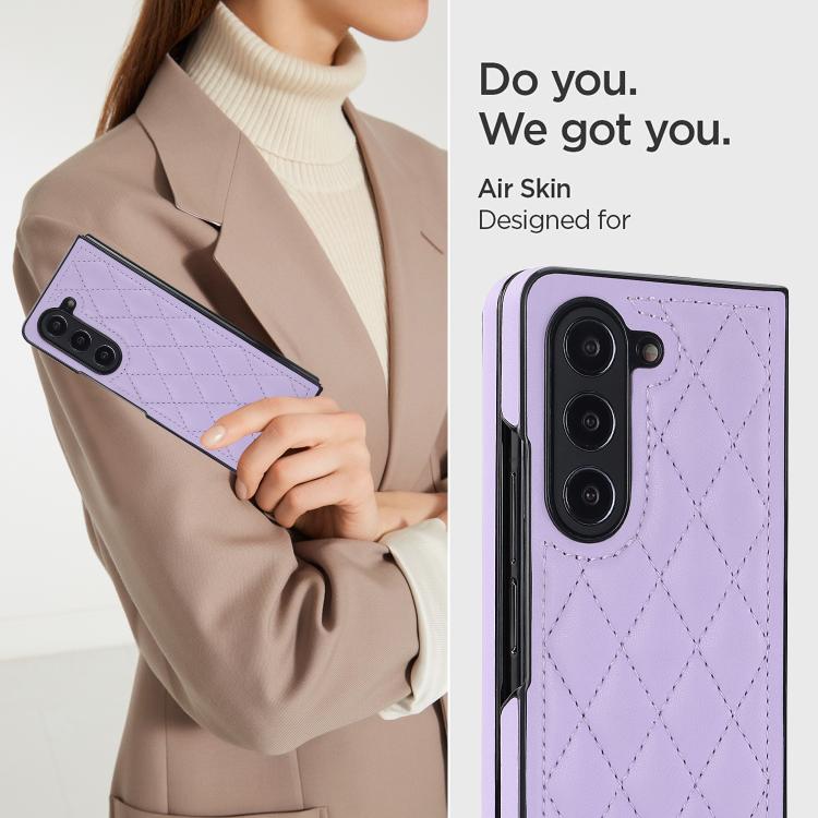 For Samsung Galaxy Z Fold7 5G Rhombic Fold Leather Phone Case