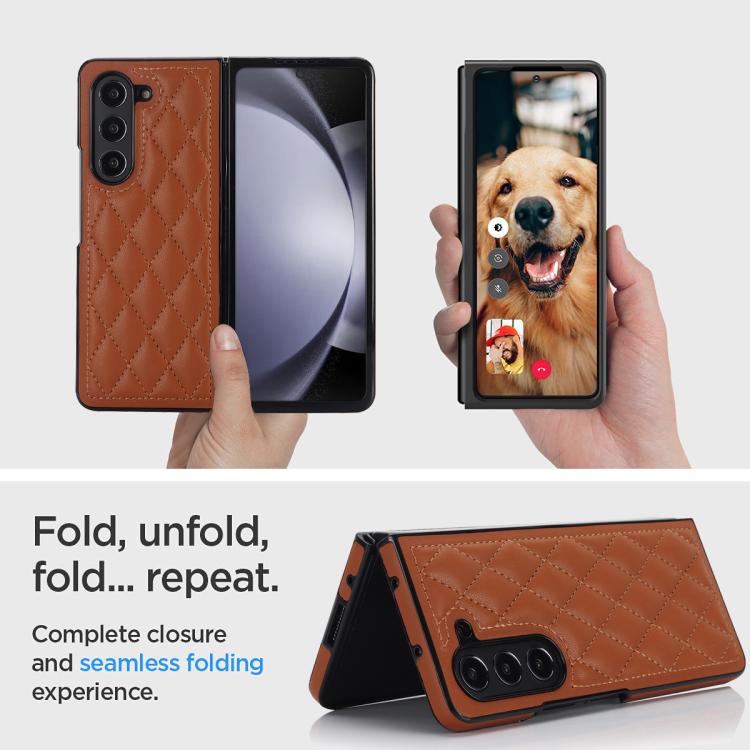 For Samsung Galaxy Z Fold7 5G Rhombic Fold Leather Phone Case