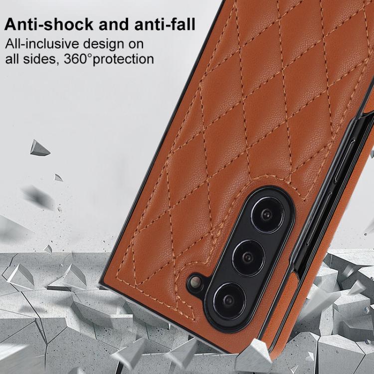 For Samsung Galaxy Z Fold7 5G Rhombic Fold Leather Phone Case