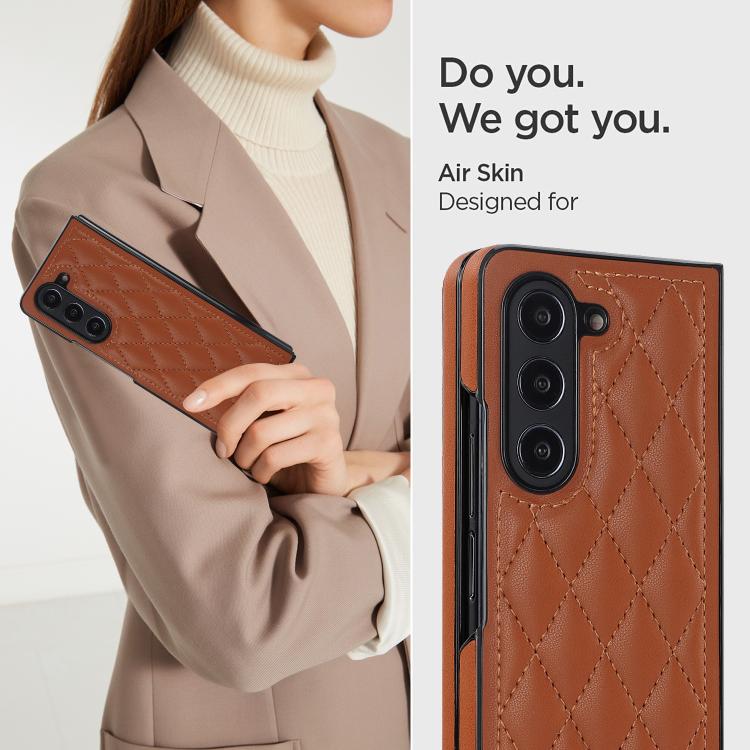 For Samsung Galaxy Z Fold7 5G Rhombic Fold Leather Phone Case