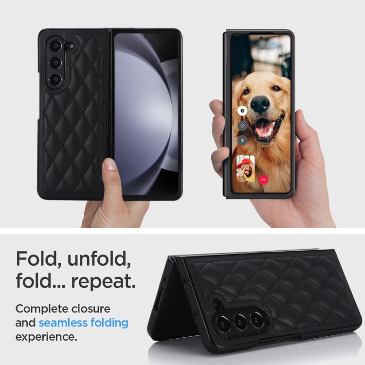 For Samsung Galaxy Z Fold7 5G Rhombic Fold Leather Phone Case