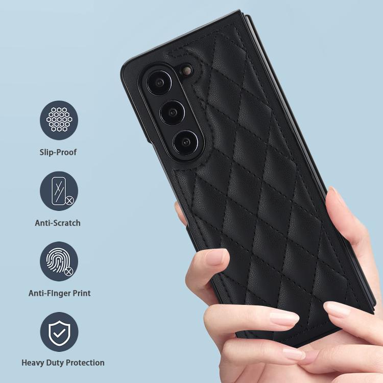 For Samsung Galaxy Z Fold7 5G Rhombic Fold Leather Phone Case