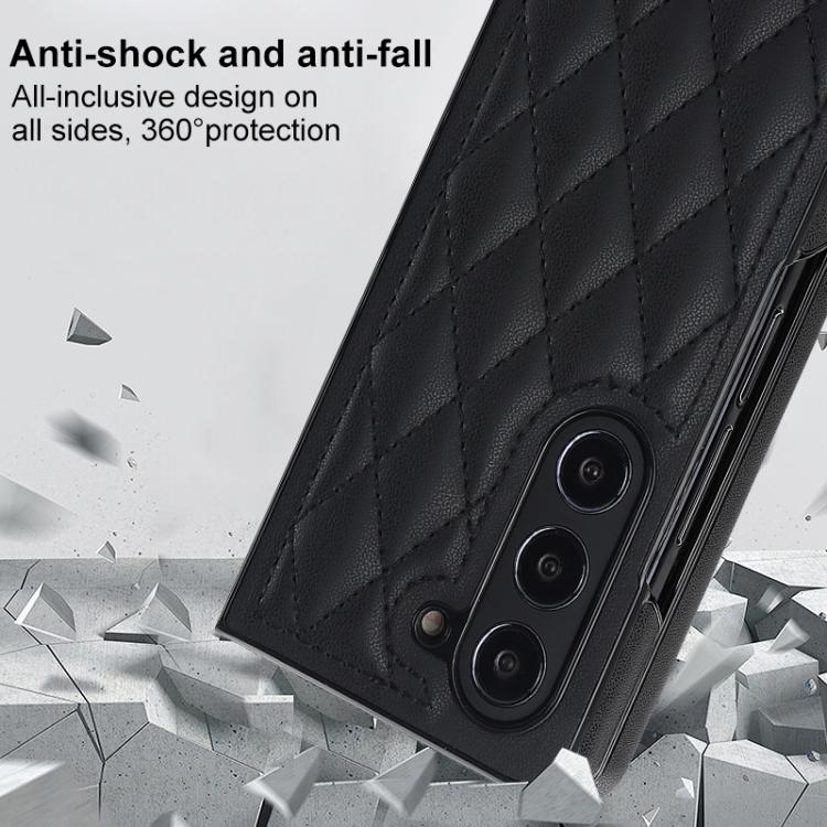 For Samsung Galaxy Z Fold7 5G Rhombic Fold Leather Phone Case