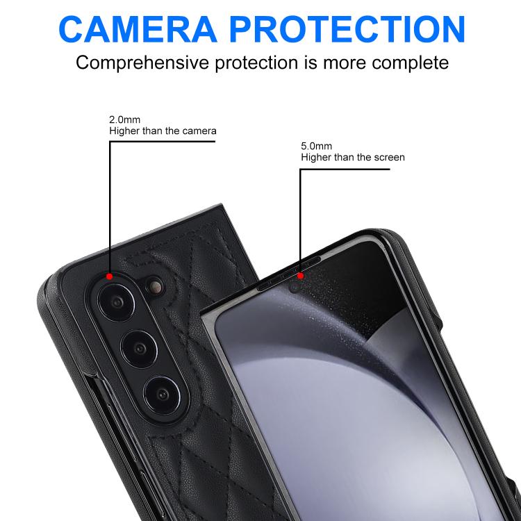 For Samsung Galaxy Z Fold7 5G Rhombic Fold Leather Phone Case