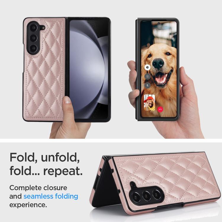 For Samsung Galaxy Z Fold7 5G Rhombic Fold Leather Phone Case