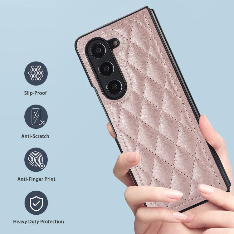 For Samsung Galaxy Z Fold7 5G Rhombic Fold Leather Phone Case