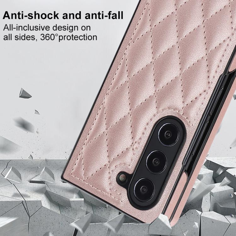 For Samsung Galaxy Z Fold7 5G Rhombic Fold Leather Phone Case