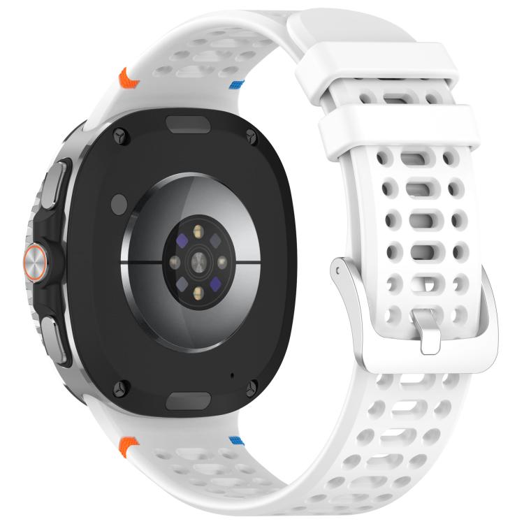 For Samsung Galaxy Watch8 / Watch8 Classic xDfind Alloy Silver Buckle Breathable Hole Silicone Watch Band