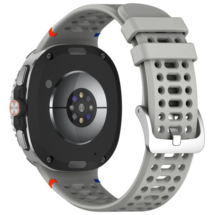 For Samsung Galaxy Watch8 / Watch8 Classic xDfind Alloy Silver Buckle Breathable Hole Silicone Watch Band