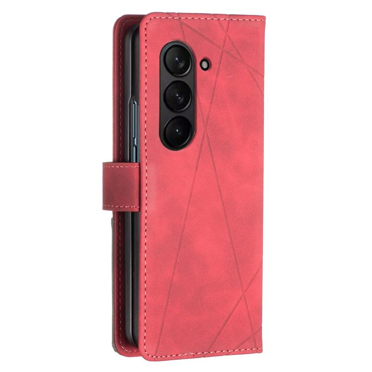 For Samsung Galaxy Z Fold7 Magnetic Buckle Rhombus Texture Leather Phone Case