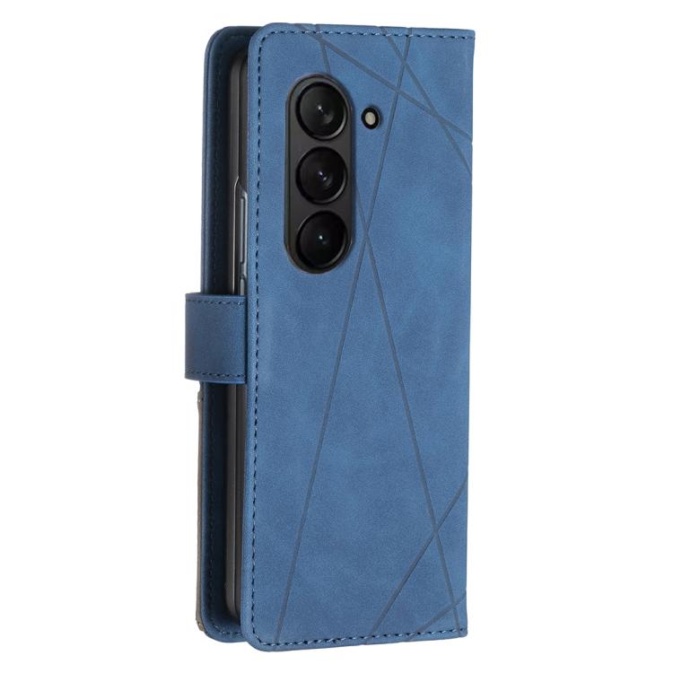 For Samsung Galaxy Z Fold7 Magnetic Buckle Rhombus Texture Leather Phone Case