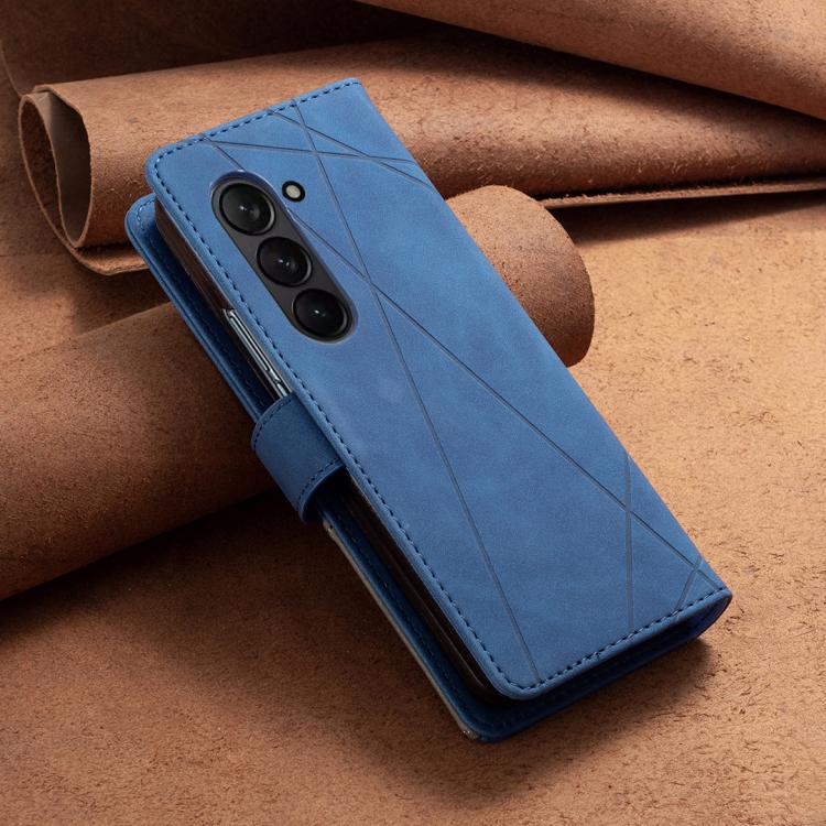 For Samsung Galaxy Z Fold7 Magnetic Buckle Rhombus Texture Leather Phone Case