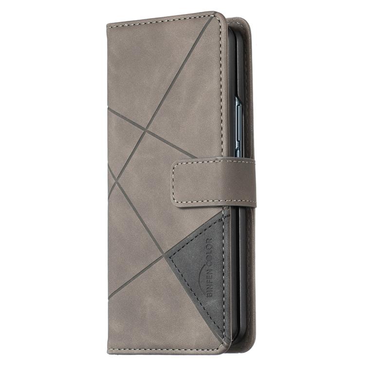 For Samsung Galaxy Z Fold7 Magnetic Buckle Rhombus Texture Leather Phone Case