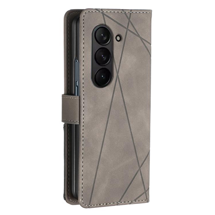 For Samsung Galaxy Z Fold7 Magnetic Buckle Rhombus Texture Leather Phone Case