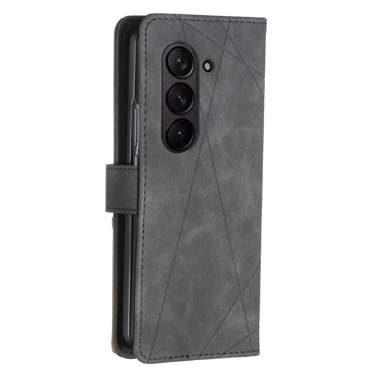 For Samsung Galaxy Z Fold7 Magnetic Buckle Rhombus Texture Leather Phone Case