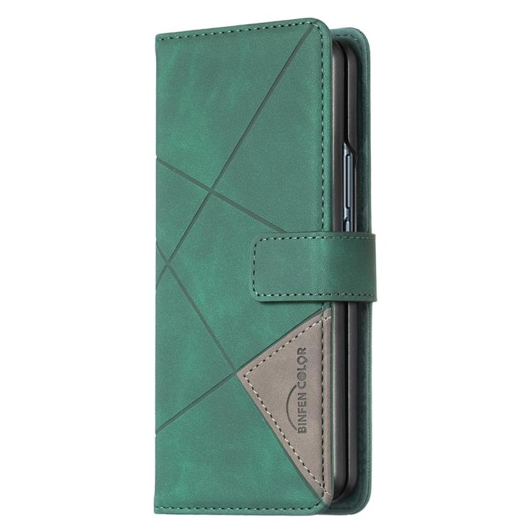 For Samsung Galaxy Z Fold6 Magnetic Buckle Rhombus Texture Leather Phone Case