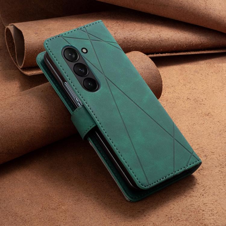 For Samsung Galaxy Z Fold6 Magnetic Buckle Rhombus Texture Leather Phone Case
