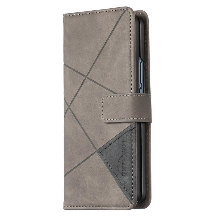 For Samsung Galaxy Z Fold6 Magnetic Buckle Rhombus Texture Leather Phone Case