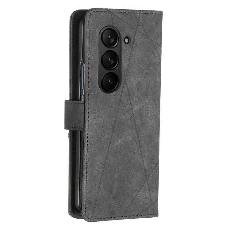 For Samsung Galaxy Z Fold6 Magnetic Buckle Rhombus Texture Leather Phone Case