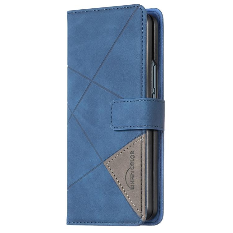 For Samsung Galaxy Z Fold5 Magnetic Buckle Rhombus Texture Leather Phone Case