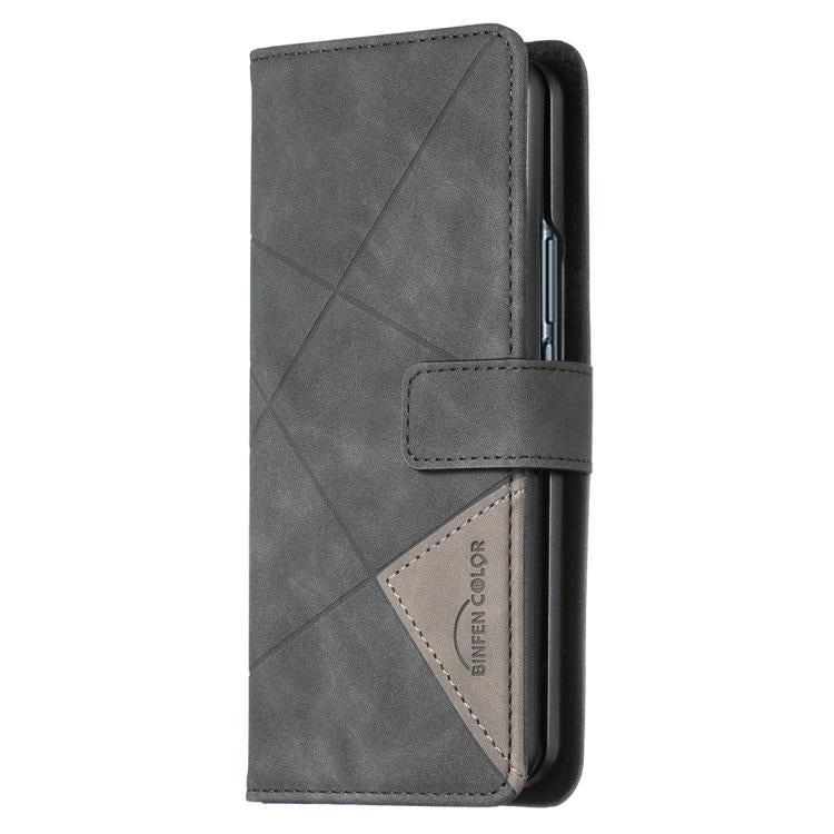 For Samsung Galaxy Z Fold5 Magnetic Buckle Rhombus Texture Leather Phone Case
