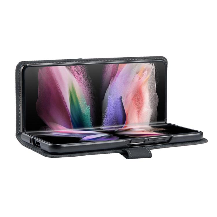 For Samsung Galaxy Z Fold5 Magnetic Buckle Rhombus Texture Leather Phone Case