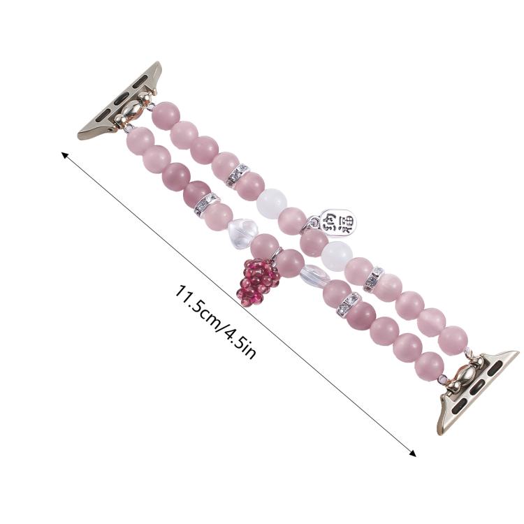 For Apple Watch 46mm / 49mm / 45mm / 44mm Cat Eyes Stone Beads Bracelet Watch Band