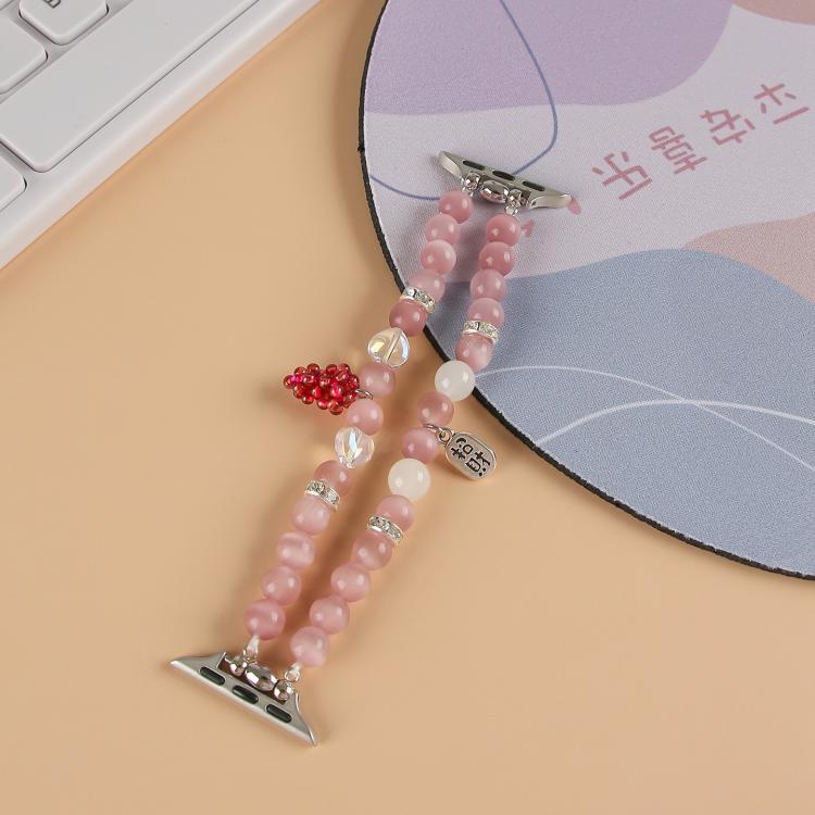 For Apple Watch 46mm / 49mm / 45mm / 44mm Cat Eyes Stone Beads Bracelet Watch Band