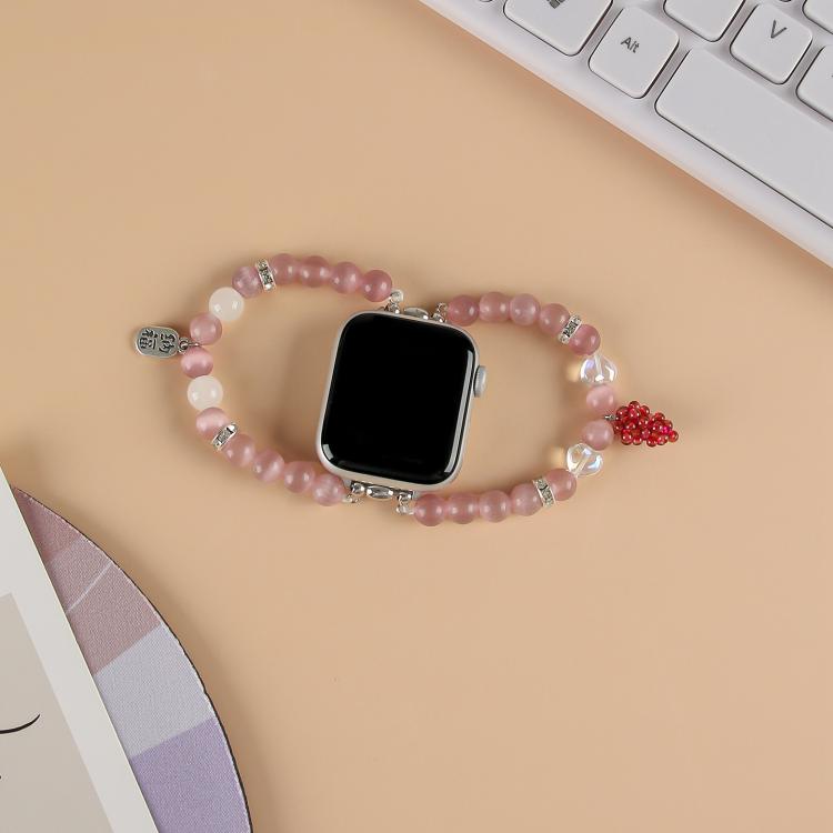 For Apple Watch 46mm / 49mm / 45mm / 44mm Cat Eyes Stone Beads Bracelet Watch Band