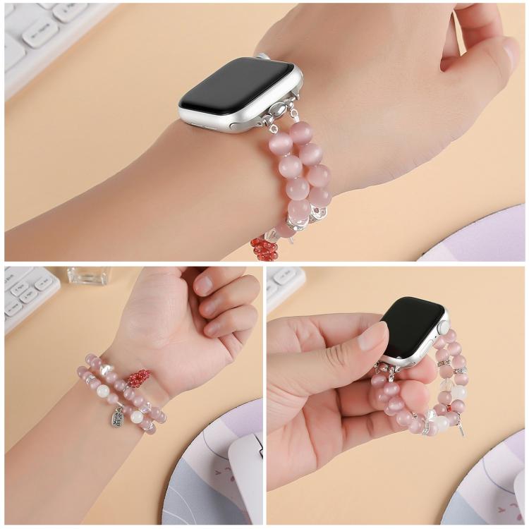 For Apple Watch 42mm / 41mm / 40mm / 38mm Cat Eyes Stone Beads Bracelet Watch Band