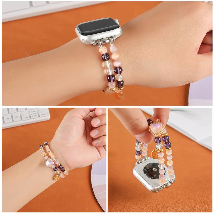 For Apple Watch 42mm / 41mm / 40mm / 38mm Cat Eyes Stone Beads Bracelet Watch Band