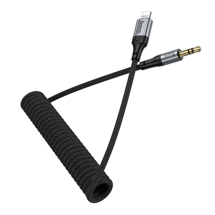 hoco UPA33A Nuevo 8 Pin to 3.5mm Spring Digital Audio Conversion Cable, Length: 1.5m - Black