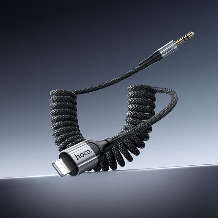 hoco UPA33A Nuevo 8 Pin to 3.5mm Spring Digital Audio Conversion Cable, Length: 1.5m - Black