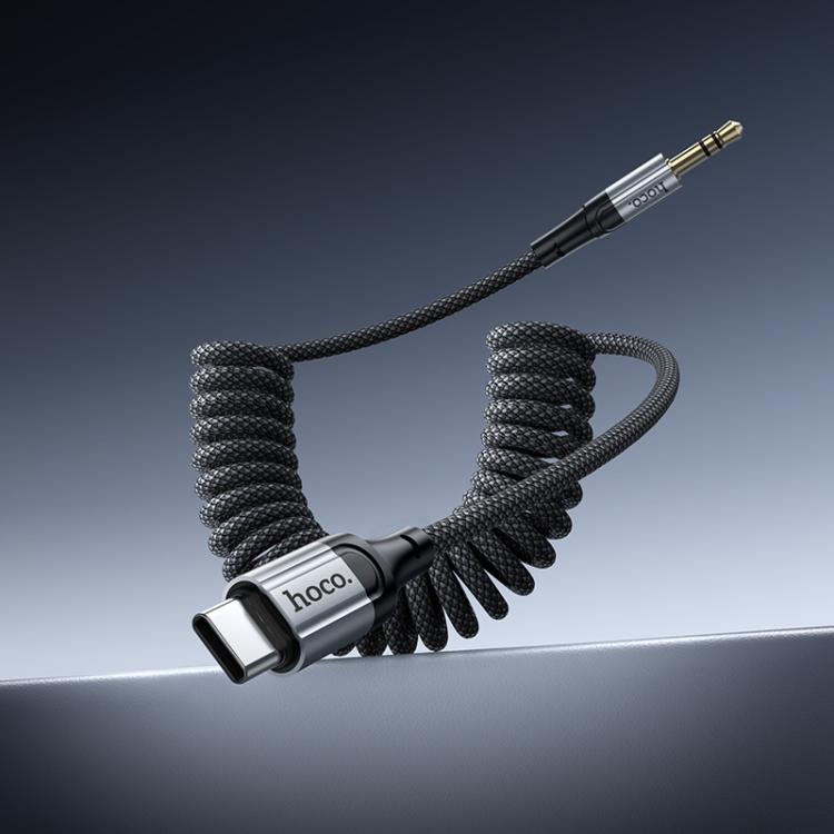 hoco UPA33B Nuevo Type-C to 3.5mm Spring Digital Audio Conversion Cable, Length: 1.5m - Black