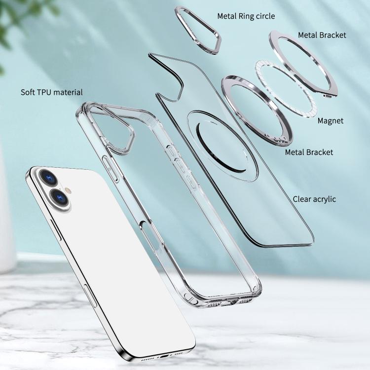 For iPhone 16 Plus kalebol MagSafe Metal Ring Holder Phone Case