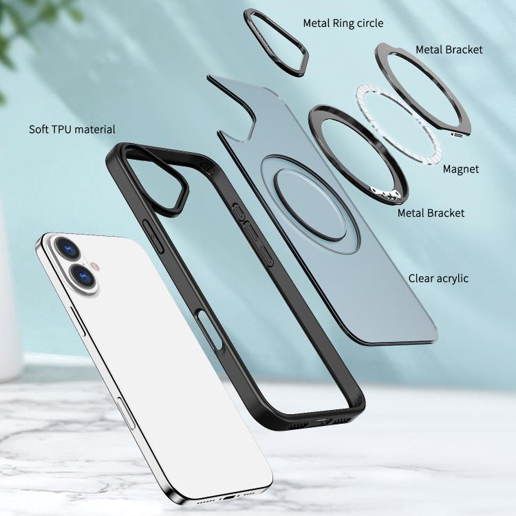 For iPhone 16 kalebol MagSafe Metal Ring Holder Phone Case