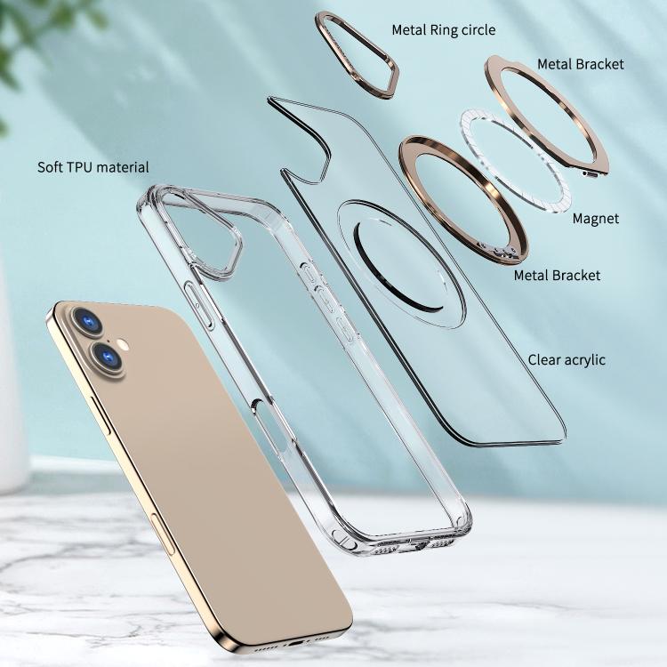 For iPhone 16 kalebol MagSafe Metal Ring Holder Phone Case