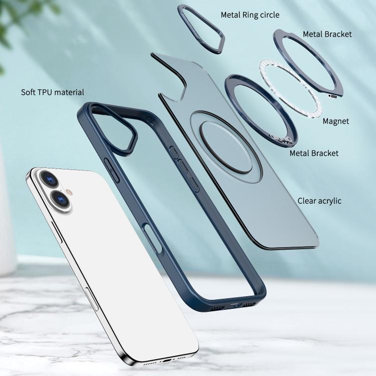 For iPhone 16 kalebol MagSafe Metal Ring Holder Phone Case