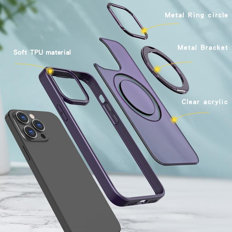 For iPhone 14 Pro Max kalebol MagSafe Metal Ring Holder Phone Case